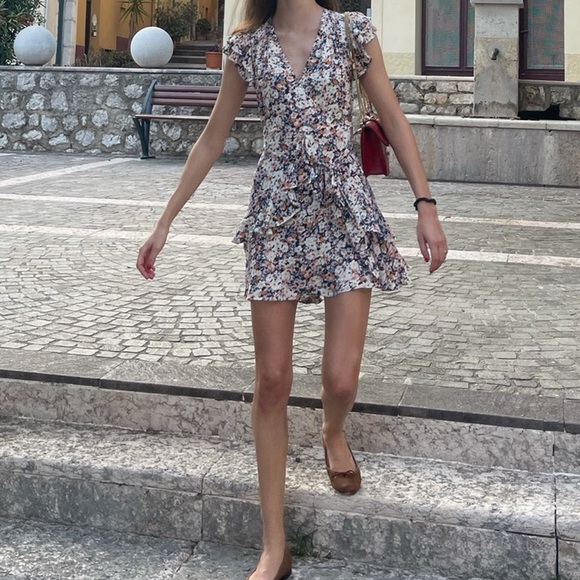 MINKPINK Ava Mini Dress in Floral Multi with Ruffles and Tie Waist from Revolve - Picture 3 of 9